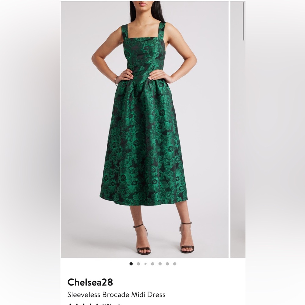 Chelsea28 Green Pleated Midi Dress Cocktail